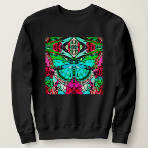 Camiseta Borboleta e Medallion Batik Padrões em Turquesa