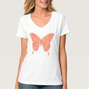 Camiseta Borboleta em impressão abstrata - tons de laranja
