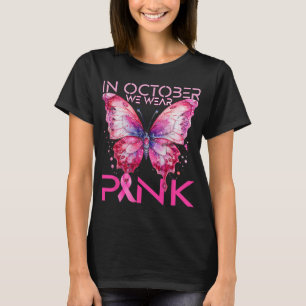 Camiseta Borboleta Em Outubro Vestimos Cancer Rosa