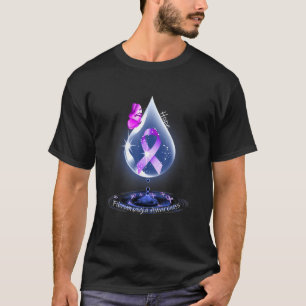 Camiseta Borboleta Esperança Fibromialgia Consciência Roxo
