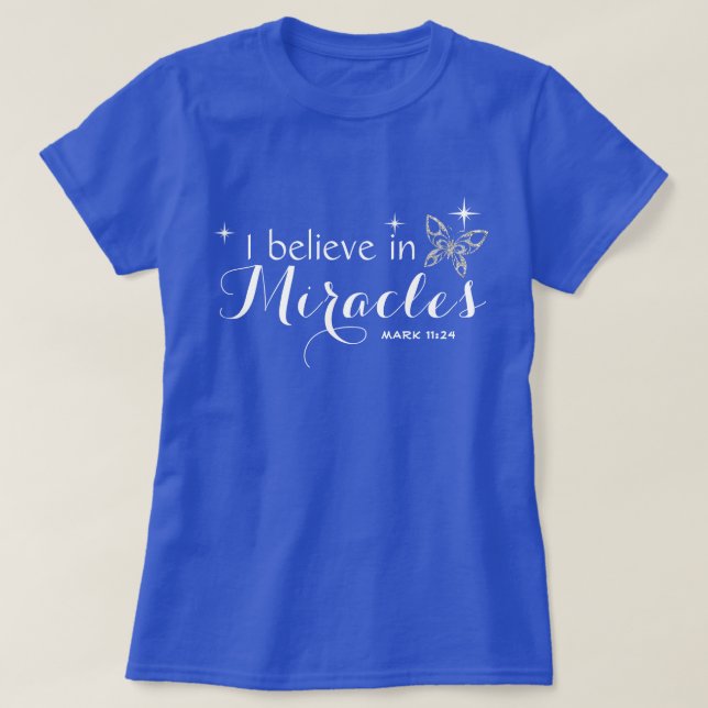 Camiseta Borboleta - Eu acredito em milagres (Frente do Design)