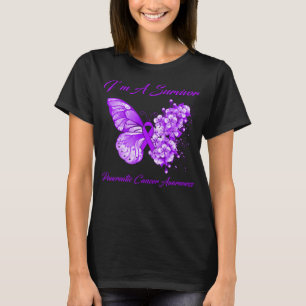Camiseta Borboleta Eu sou um Câncer de pâncreas de sobreviv