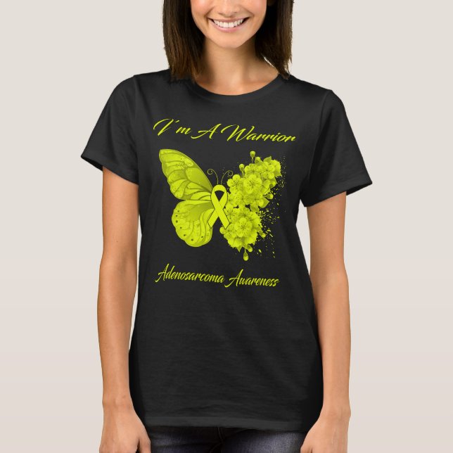 Camiseta Borboleta Eu sou um guerreiro Adenosarcoma Consciê (Frente)