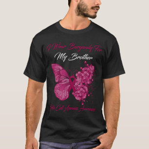 Camiseta Borboleta Eu Uso Burgundy Pelo Meu Irmão Falciform