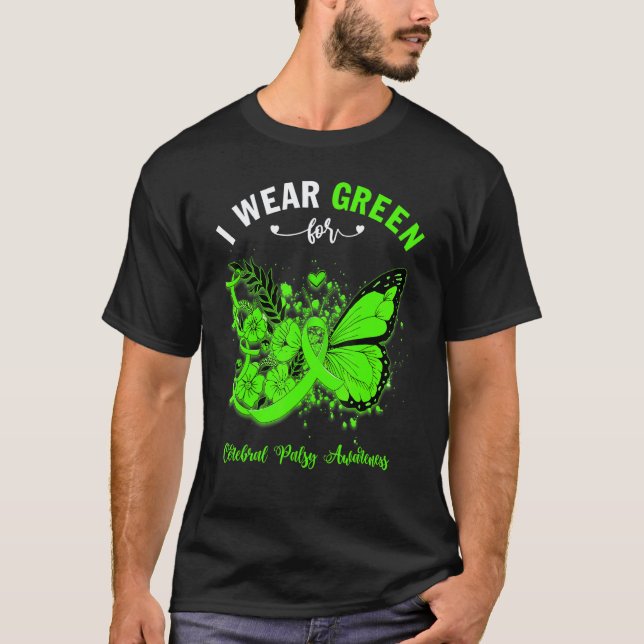 Camiseta Borboleta Eu Uso Verde Para Conscientização Da Par (Frente)