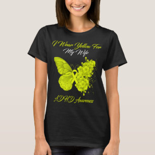 Camiseta Borboleta Eu Visto Amarelo para a minha esposa Sen