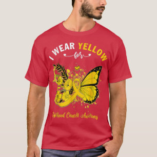 Camiseta Borboleta Eu Visto Amarelo Para Cancer De Infância