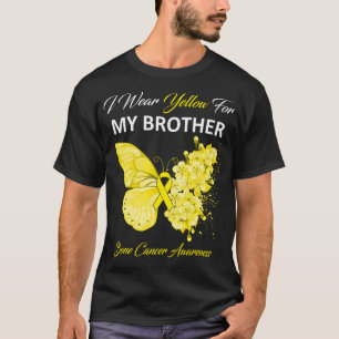 Camiseta Borboleta Eu Visto Amarelo Para Meu Irmão Cancer Ó