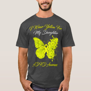 Camiseta Borboleta Eu Visto Amarelo Para Minha Filha AdHD A