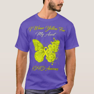 Camiseta Borboleta Eu Visto Amarelo para minha tia Tia TDAH