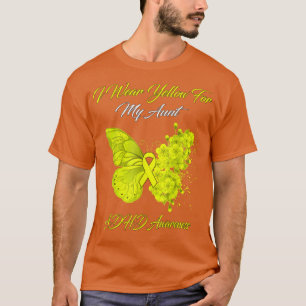 Camiseta Borboleta Eu Visto Amarelo para minha tia Tia TDAH
