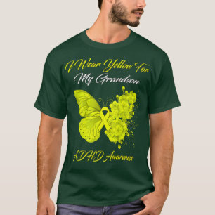 Camiseta Borboleta Eu Visto Amarelo para o meu neto AdHD
