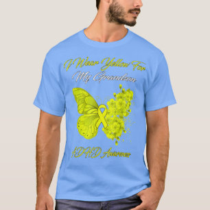 Camiseta Borboleta Eu Visto Amarelo para o meu neto AdHD