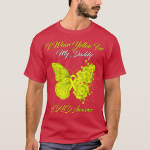 Camiseta Borboleta Eu Visto Amarelo para o meu Pai ADHD Awa