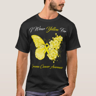 Camiseta Borboleta Eu Visto Amarelo Para Sarcoma Cancer Awa