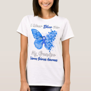 Camiseta Borboleta Eu Visto Azul Para Meu Avô Tubero