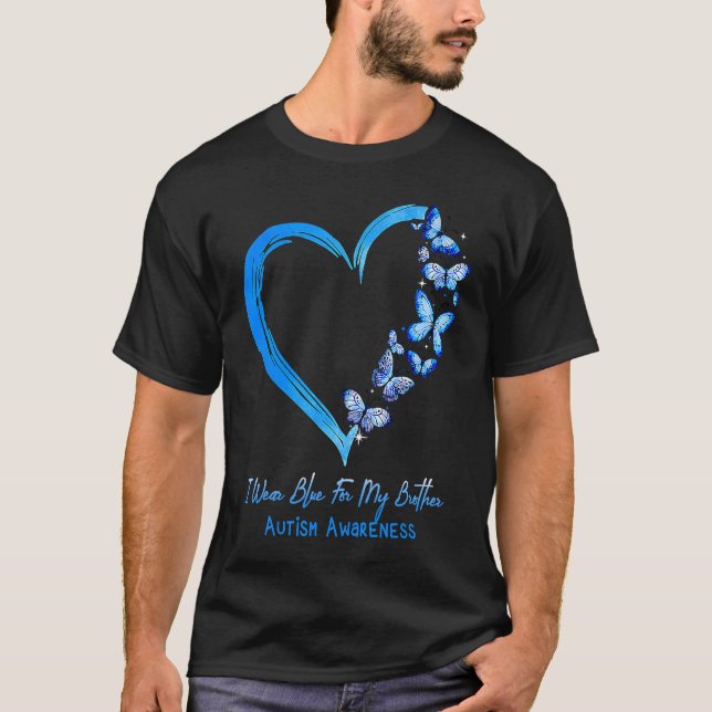 Camiseta Borboleta Eu Visto Azul Para Meu Irmão Autismo Awa (Frente)