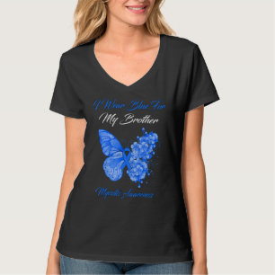 Camiseta Borboleta Eu Visto Azul Para Meu Irmão Myositis Aw