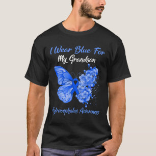 Camiseta Borboleta Eu Visto Azul Para Meu Neto Hidrocephalu