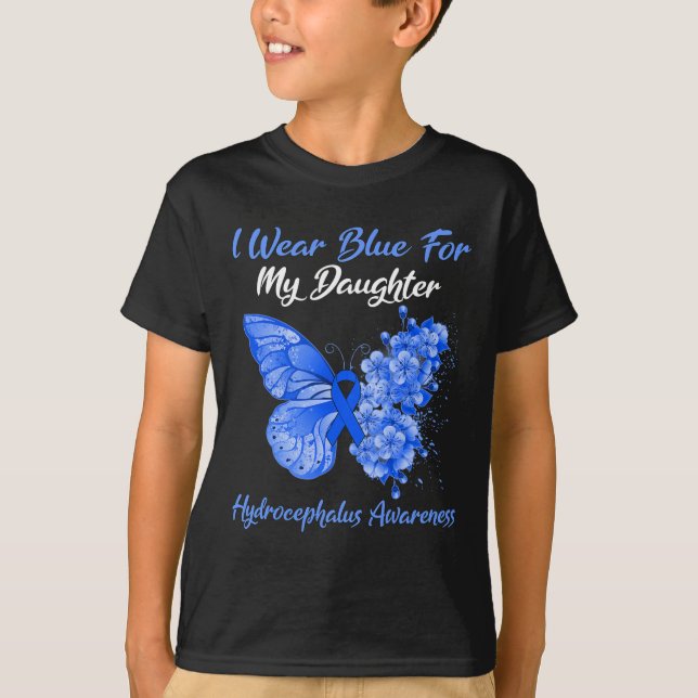 Camiseta Borboleta Eu Visto Azul Para Minha Filha Hidrocefa (Frente)