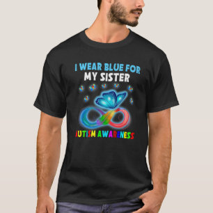 Camiseta Borboleta Eu Visto Azul Para Minha Irmã Autismo A