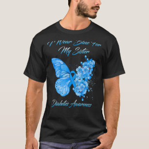 Camiseta Borboleta Eu Visto Azul Para Minha Irmã Diabetes C