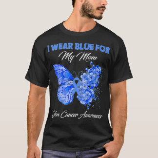 Camiseta Borboleta Eu Visto Azul Para Minha Mãe Cancer De C