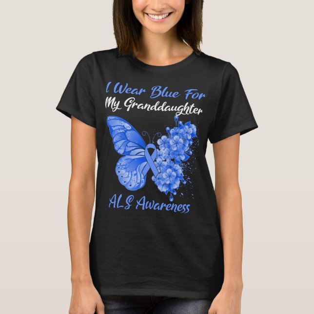 Camiseta Borboleta Eu Visto Azul Para Minha Neta ALS (Frente)