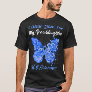 Camiseta Borboleta Eu Visto Azul Para Minha Neta Als Awa