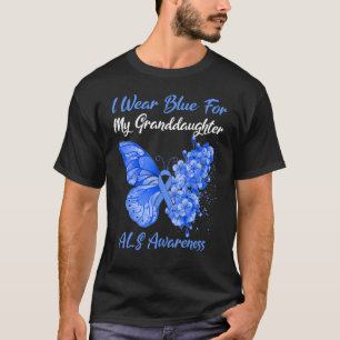 Camiseta Borboleta Eu Visto Azul Para Minha Neta Als Awa