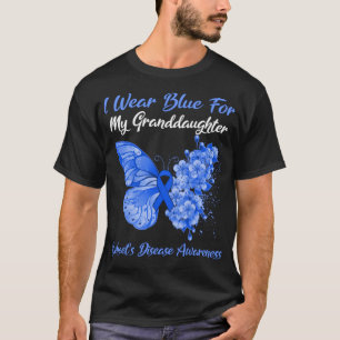 Camiseta Borboleta Eu Visto Azul Para Minha Neta Behcet