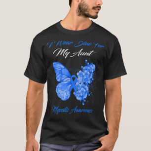 Camiseta Borboleta Eu Visto Azul Para Minha Tia Myositis Aw