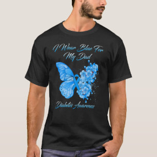 Camiseta Borboleta Eu Visto Azul Para O Meu Pai Diabetes Aw