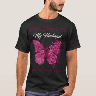 Camiseta Borboleta Eu Visto Borgonha Para Meu Marido Heredi