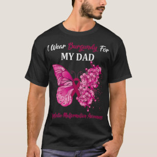 Camiseta Borboleta Eu Visto Borgonha Para Meu Pai Mal Linf