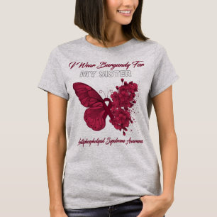 Camiseta Borboleta Eu Visto Borgonha Para Minha Irmã Antifo