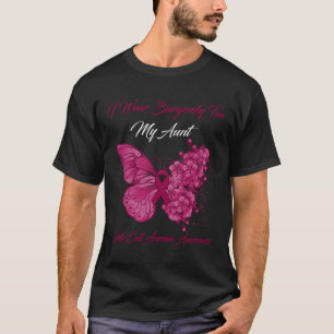 Camiseta Borboleta Eu Visto Borgonha Para Minha Tia Célula