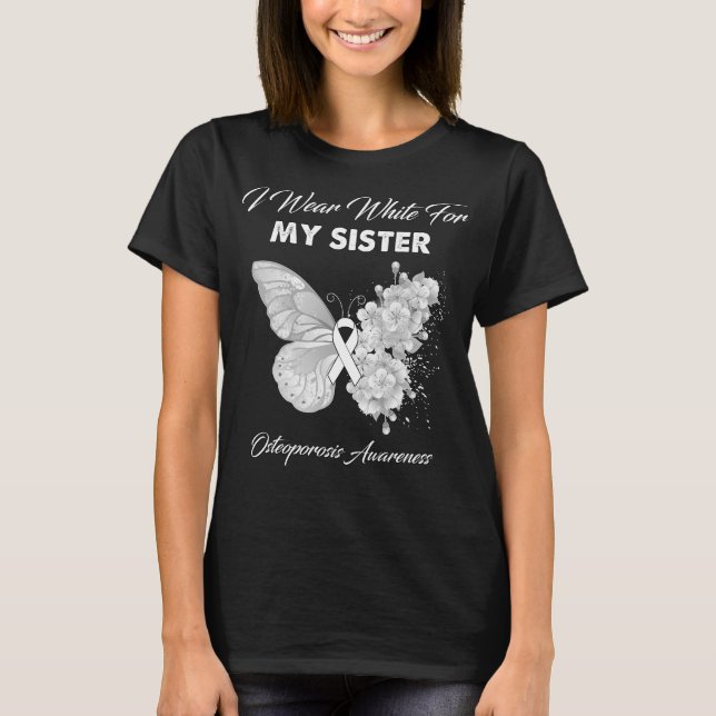 Camiseta Borboleta Eu Visto Branco Para Minha Irmã Osteopor (Frente)