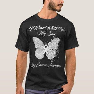 Camiseta Borboleta Eu Visto Branco Para O Meu Filho Cancer 