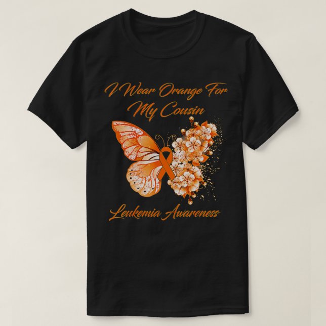 Camiseta Borboleta Eu Visto Laranja Para Meu Irmão Leucemia (Frente do Design)