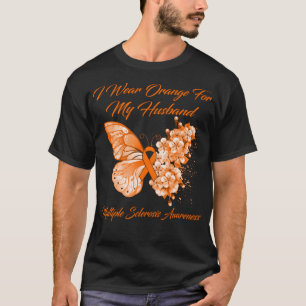 Camiseta Borboleta Eu Visto Laranja Para Meu Marido Múltipl