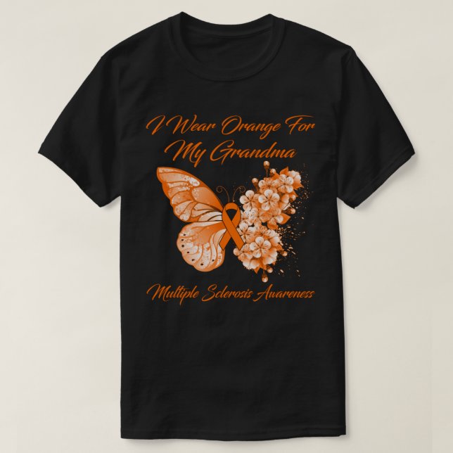 Camiseta Borboleta Eu Visto Laranja Para Minha Avó Múltipla (Frente do Design)