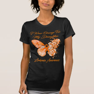 Camiseta Borboleta Eu Visto Laranja Para Minha Filha Leucem