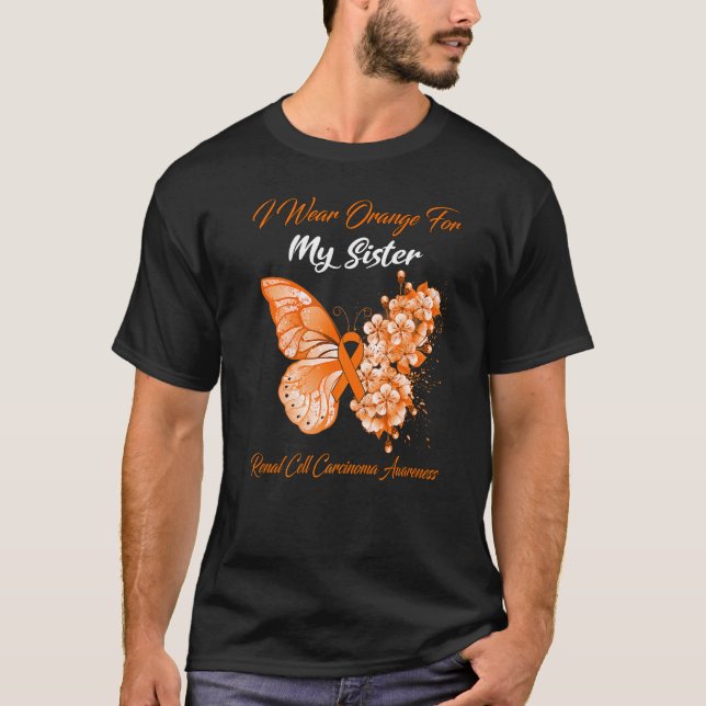 Camiseta Borboleta Eu Visto Laranja Para Minha Irmã Célula  (Frente)
