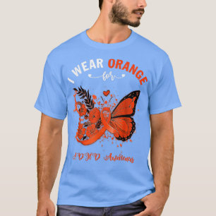 Camiseta Borboleta Eu Visto Laranja Para Sensibilização DDA