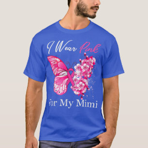 Camiseta Borboleta Eu Visto Rosa Para Meu Cancer Mimi