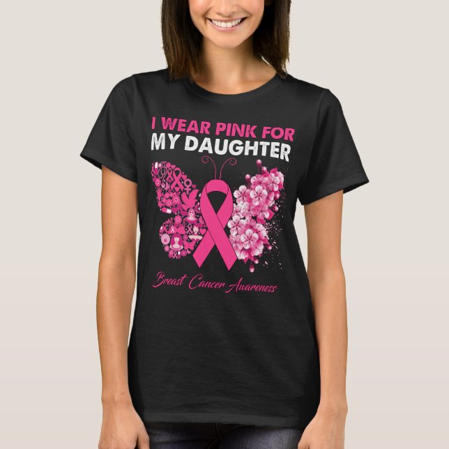 Camiseta Borboleta Eu Visto Rosa Para Minha Filha Mama (Frente)