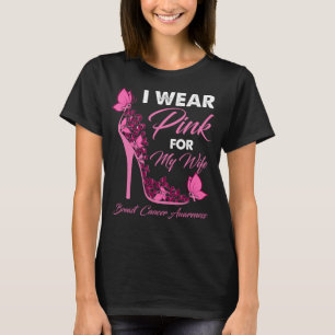 Camiseta Borboleta Eu Visto Rosa Para O Cancer Da Minha Mul