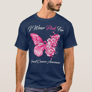Camiseta Borboleta Eu Visto Rosa Para Sensibilização Do Can