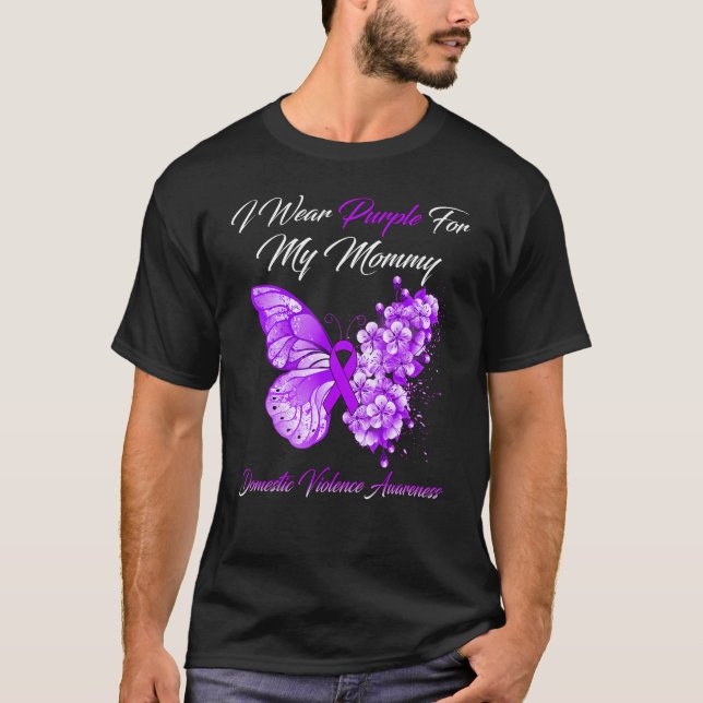 Camiseta Borboleta Eu Visto Roxo Para A Minha Mamãe De Viol (Frente)